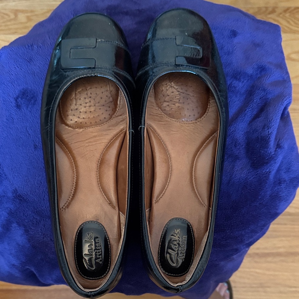 Clarks Black Leather Loafers for Women